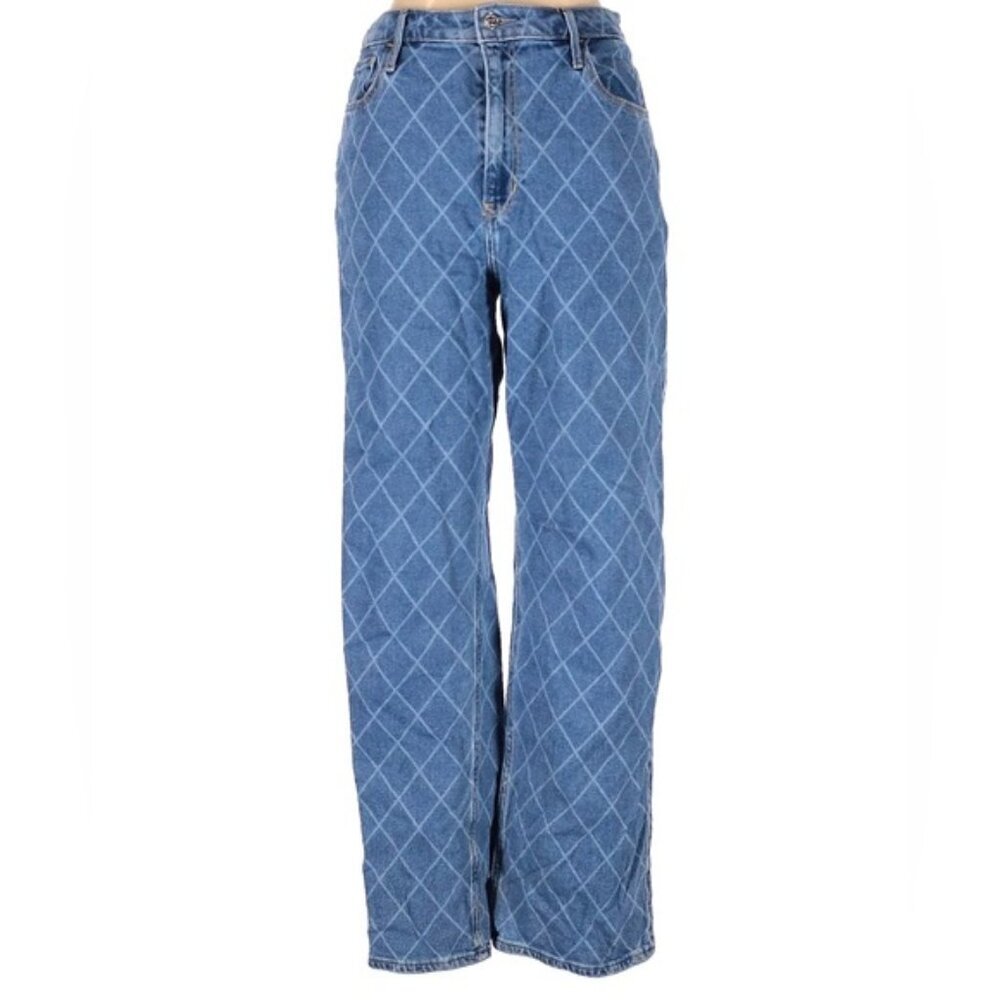 Hollister Ultra High Rise Dad Jean Wide Straight Leg Check Zip Pocket Stretch 29